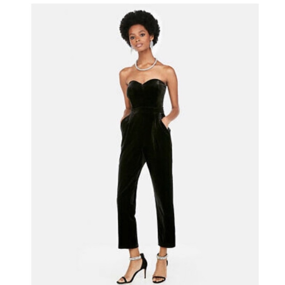Express Strapless Velvet Jumpsuit